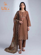 3Pc Embroidered Cotton Shirt, Trouser, Dupatta