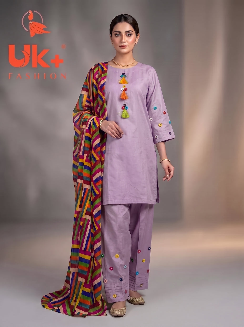 3Pc Embroidered Cotton Shirt, Plazo, Dupatta