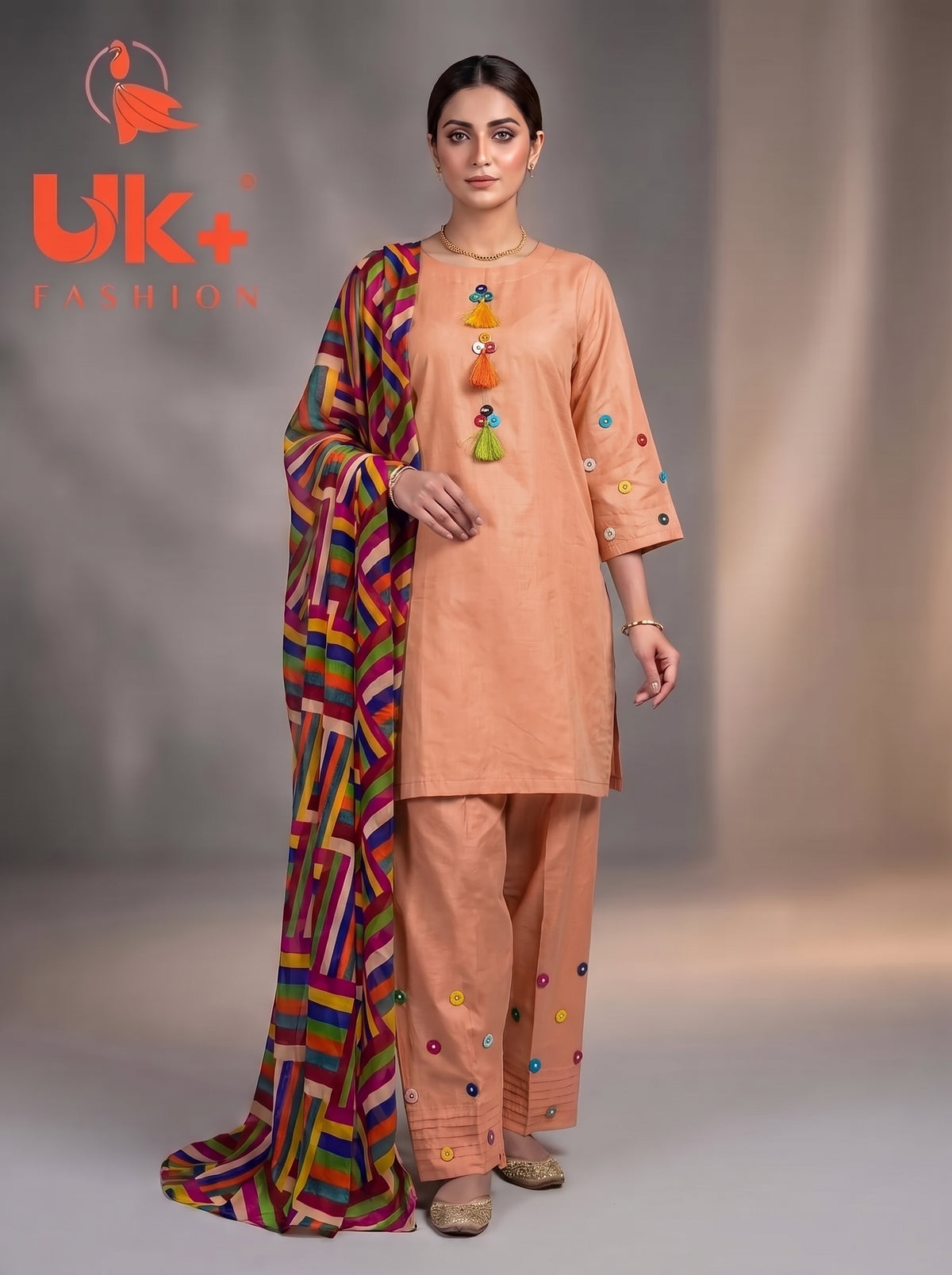 3Pc Embroidered Cotton Shirt, Plazo, Dupatta