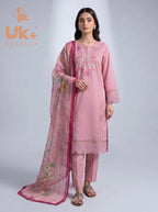3Pc Embroidered Cotton Shirt, Trouser, Dupatta