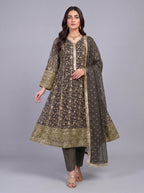 3Pc Chiffon Embroidery Shirt, Shlawar, Dupatta