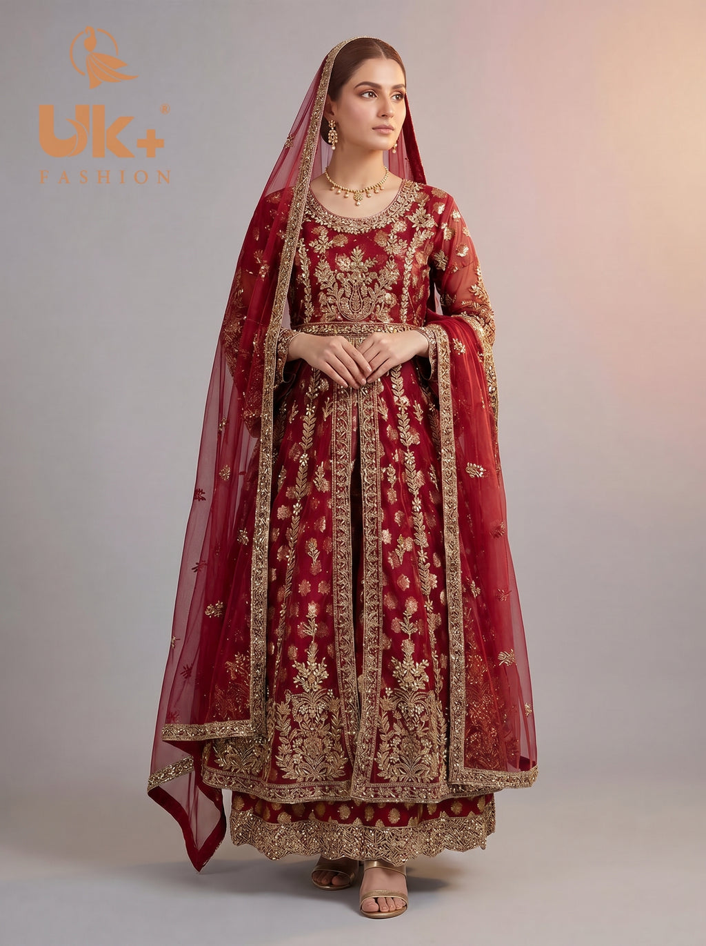 Bridal organza cancan maxi,dupatta