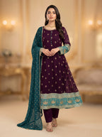 3pc Chiffon Frock, Trouser, dupatta
