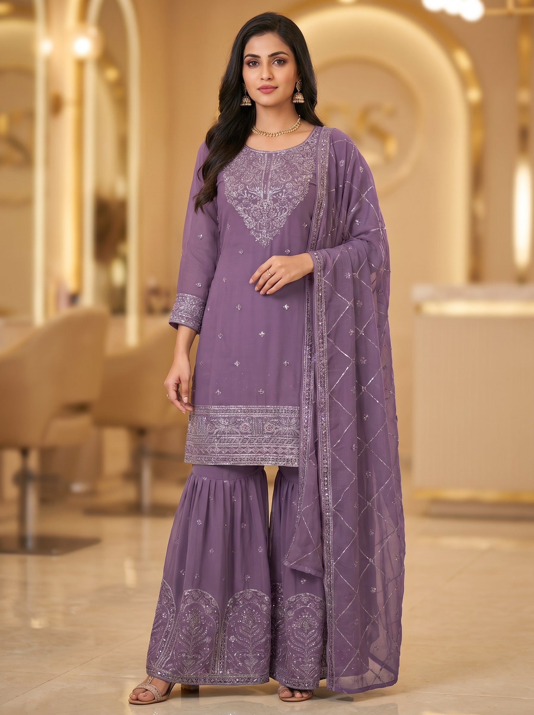 3pc pure lawn shirt,gharara,dupatta