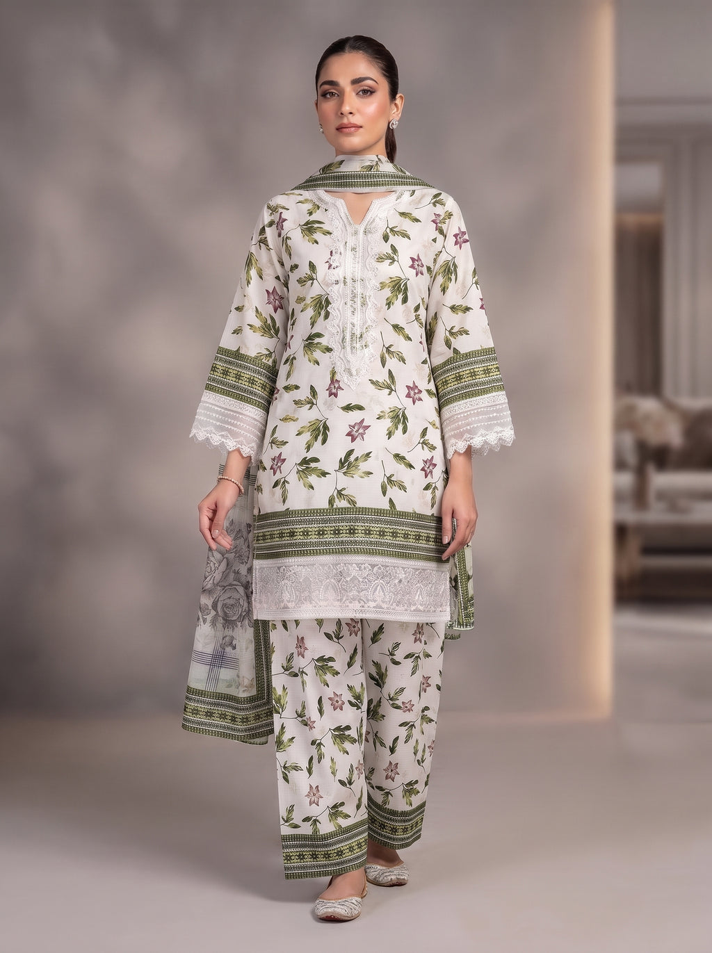 3Pc Bona Dora Lawn Shirt, Plazo, Dupatta