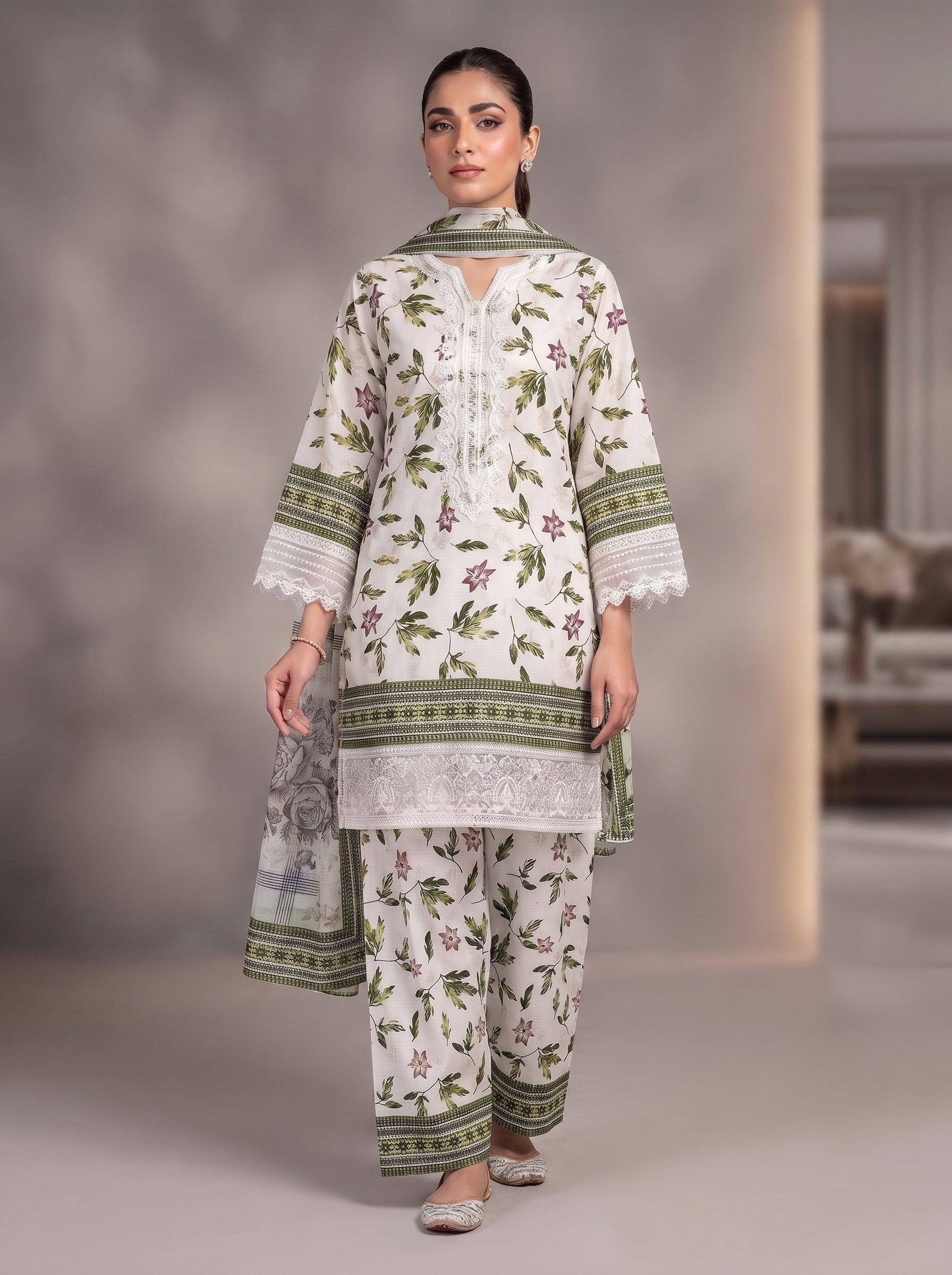 3Pc Bona Dora Lawn Shirt, Plazo, Dupatta
