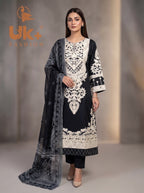 3Pc Embroidered Kattan Silk Long Shirt, Shalwar, Dupatta