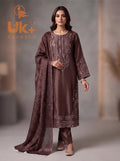 3Pc Embroided Shamoz Silk Long Shirt, Shalwar, Dupatta