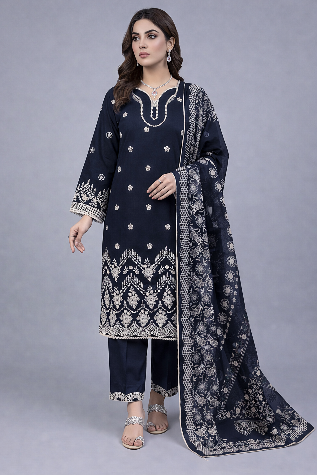 3pc pure lawn shirt,touser,dupatta