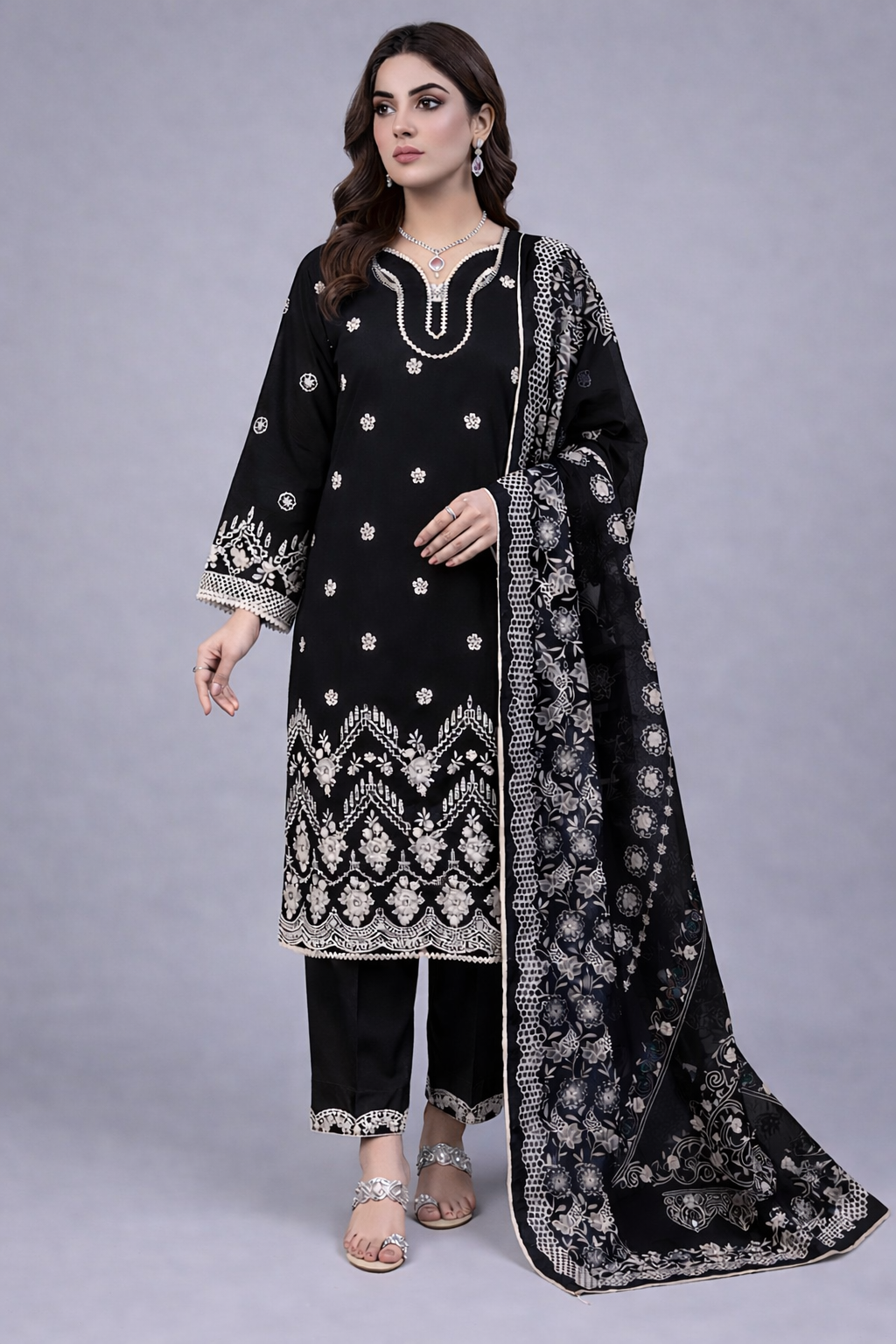 3pc pure lawn shirt,touser,dupatta