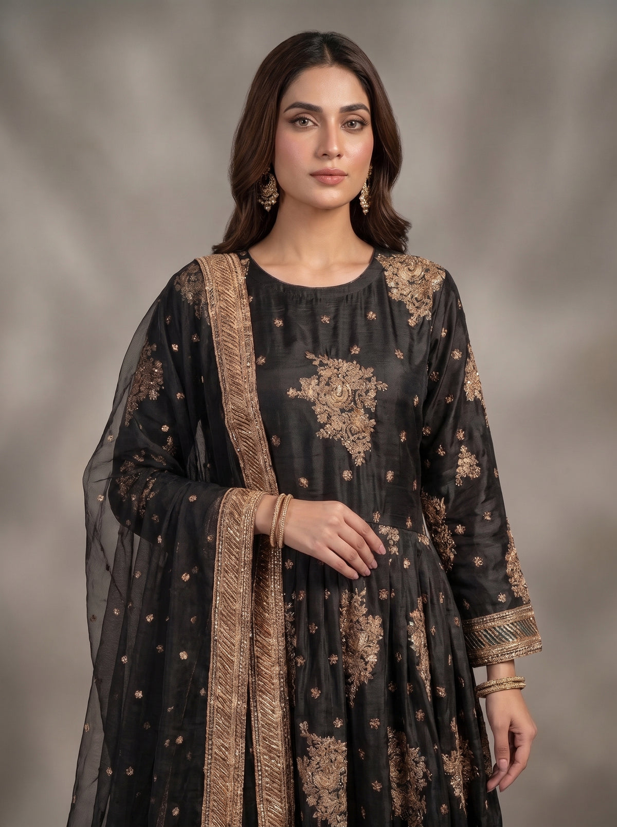 3Pc Embroidered Kafttan silk Afghani frock , shalwar & Dupatta