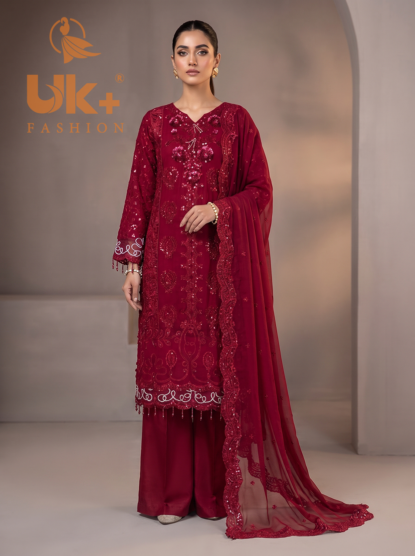 3Pc Embroidered Chiffon Shirt, shalwar, Dupatta