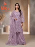 3Pc Embroidered Organza shirt, Plazo & Dupatta