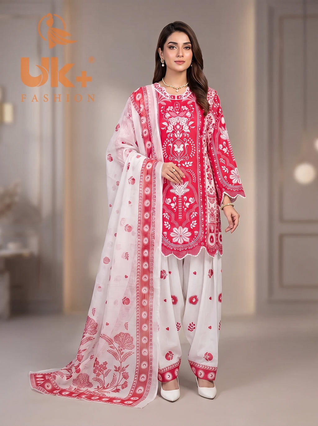 3Pc Bona Dora Lawn Shirt, Farshi, Dupatta