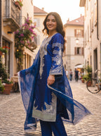 3Pc Embroided Shamoz Silk Shirt, Shalwar, Dupatta