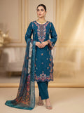3Pc Embroidered Cotton Shirt, Trouser, Dupatta