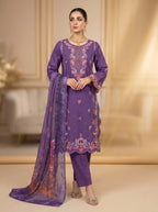3Pc Embroidered Cotton Shirt, Trouser, Dupatta