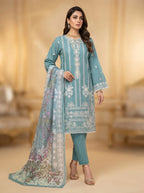3Pc Embroidered Cotton Shirt, Trouser, Dupatta