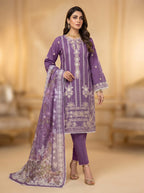 3Pc Embroidered Cotton Shirt, Trouser, Dupatta