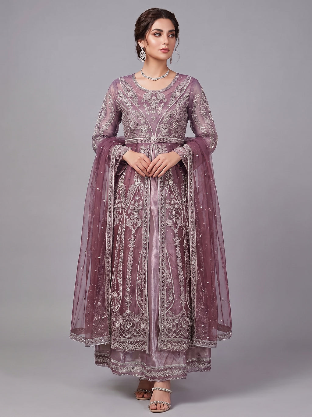 Bridal organza cancan maxi,dupatta