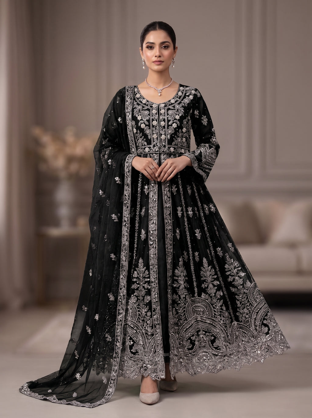 2Pc Embraided Bridal Maxi, Dupatta