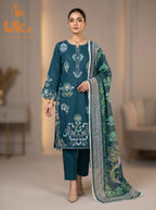 3Pc Embroidered Cotton Shirt, Trouser, Dupatta