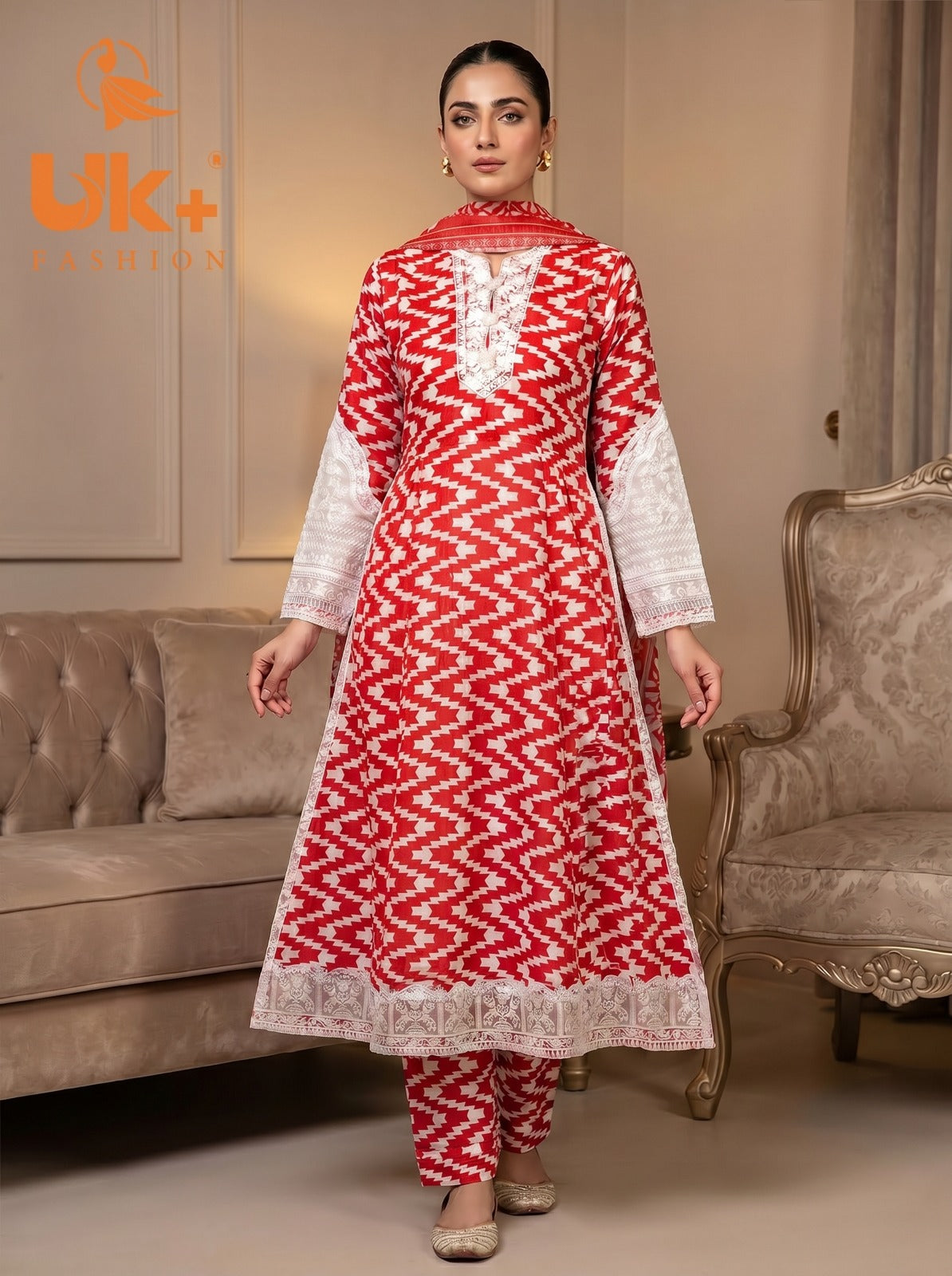 3pc Bona Dora Airline Shirt, Trouser with Diamond Dupatta.