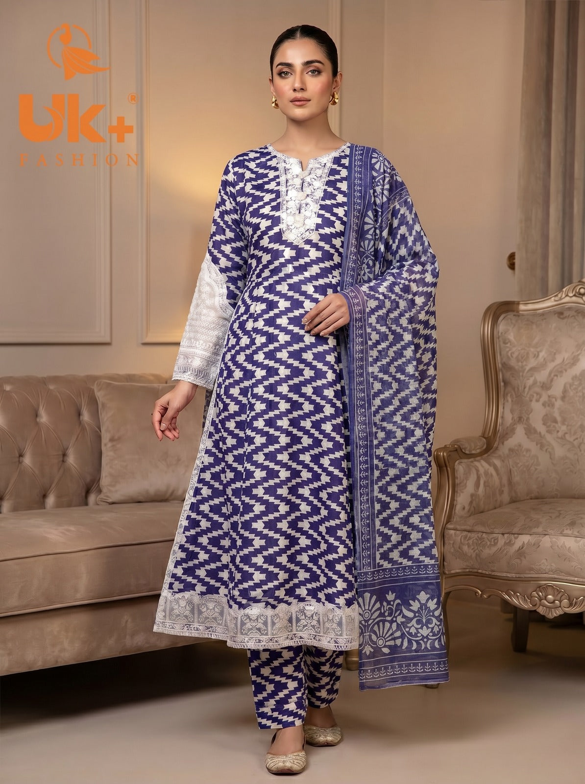 3pc Bona Dora Airline Shirt, Trouser with Diamond Dupatta.