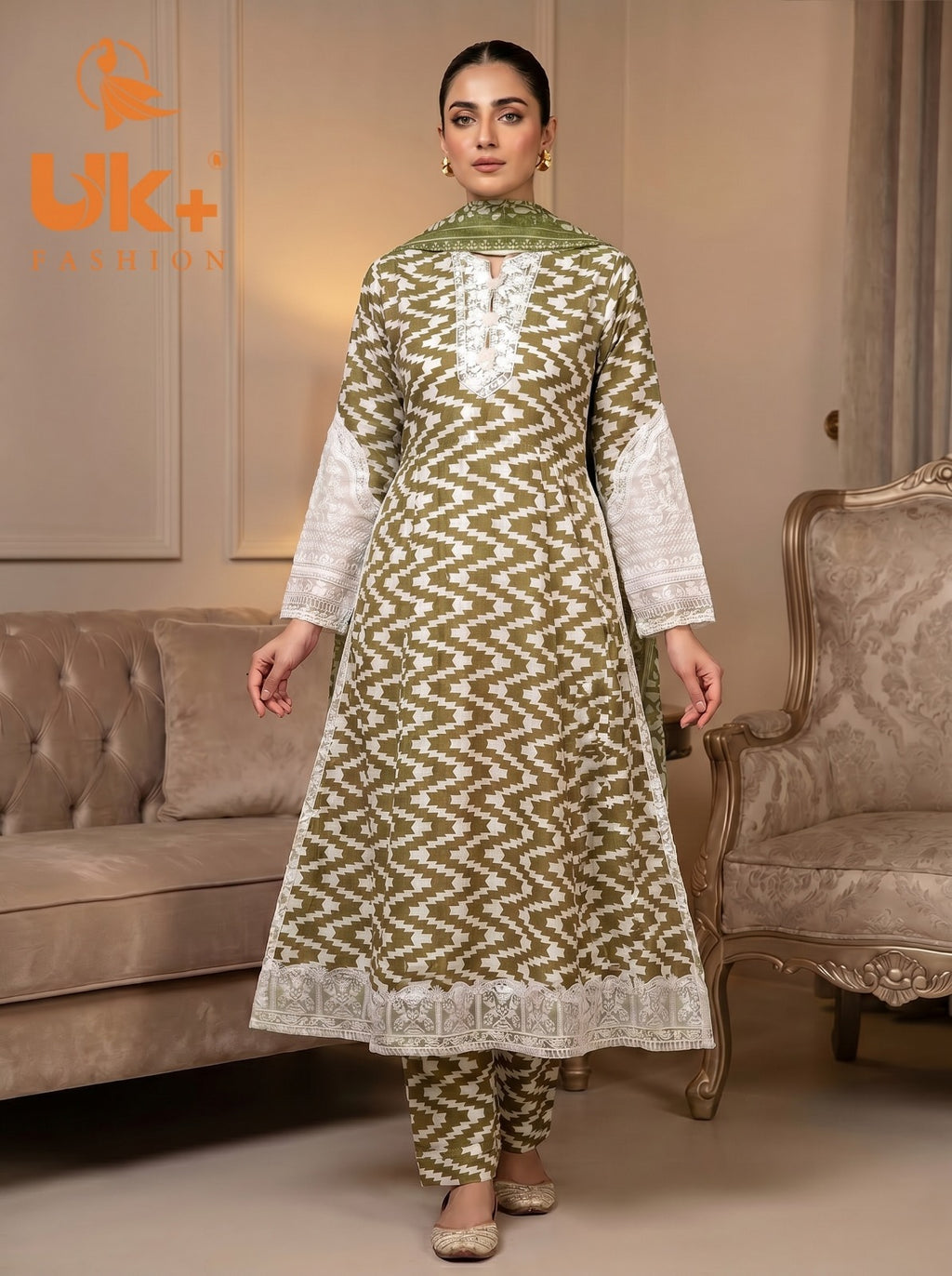 3pc Bona Dora Airline Shirt, Trouser with Diamond Dupatta.