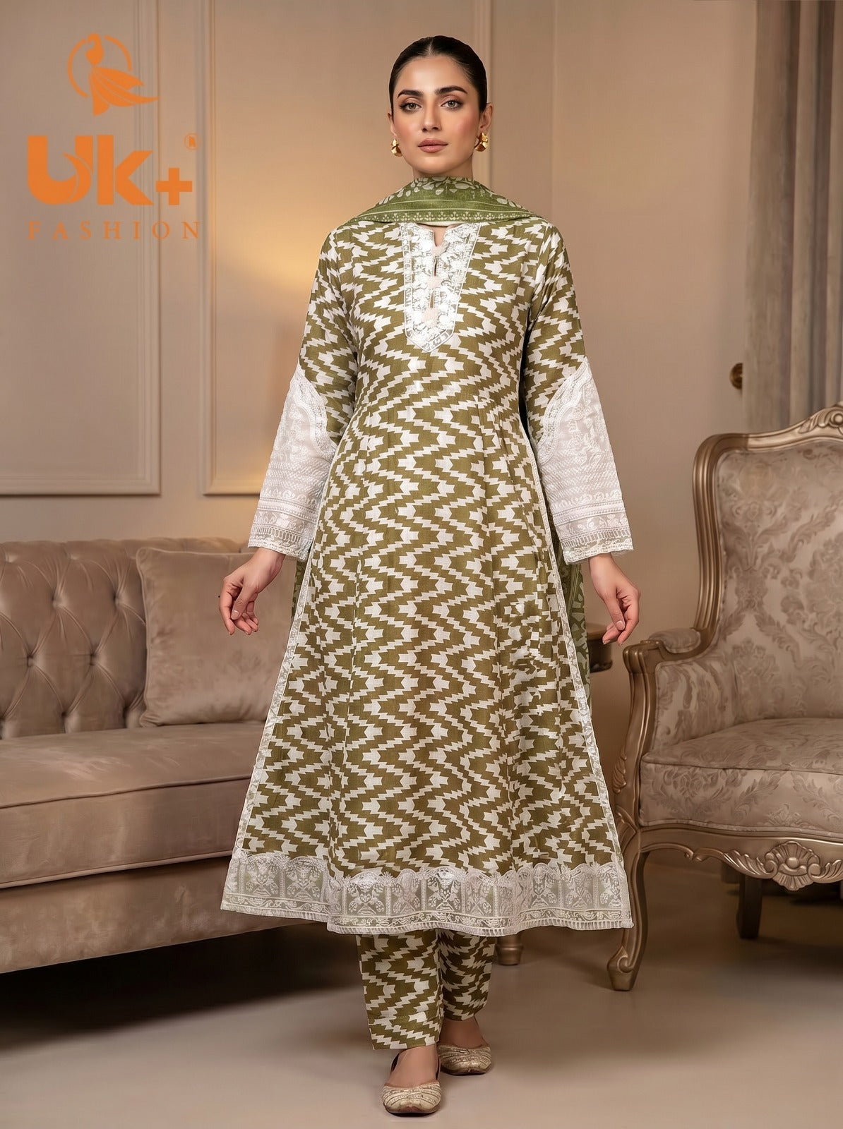 3pc Bona Dora Airline Shirt, Trouser with Diamond Dupatta.