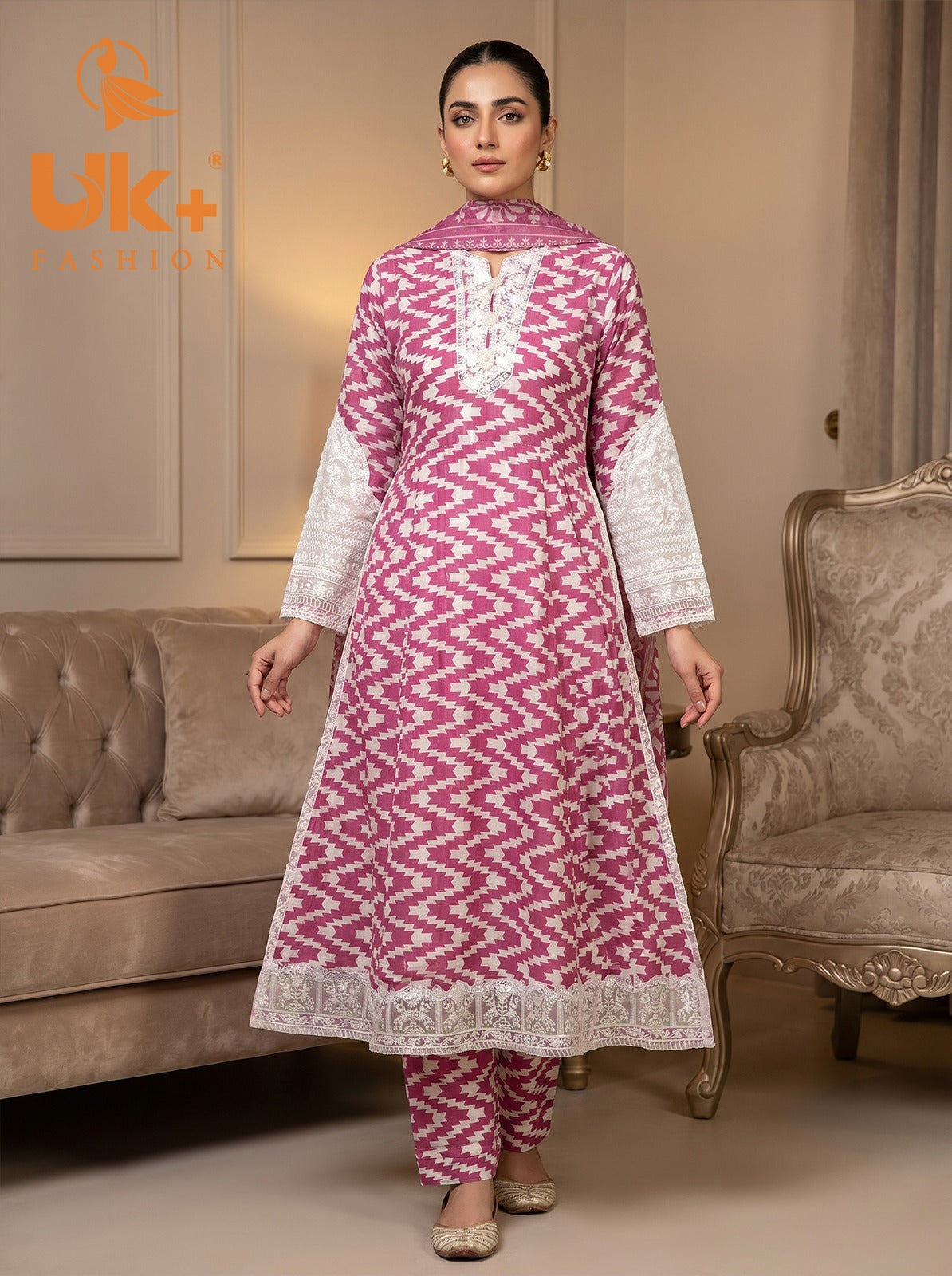 3pc Bona Dora Airline Shirt, Trouser with Diamond Dupatta.