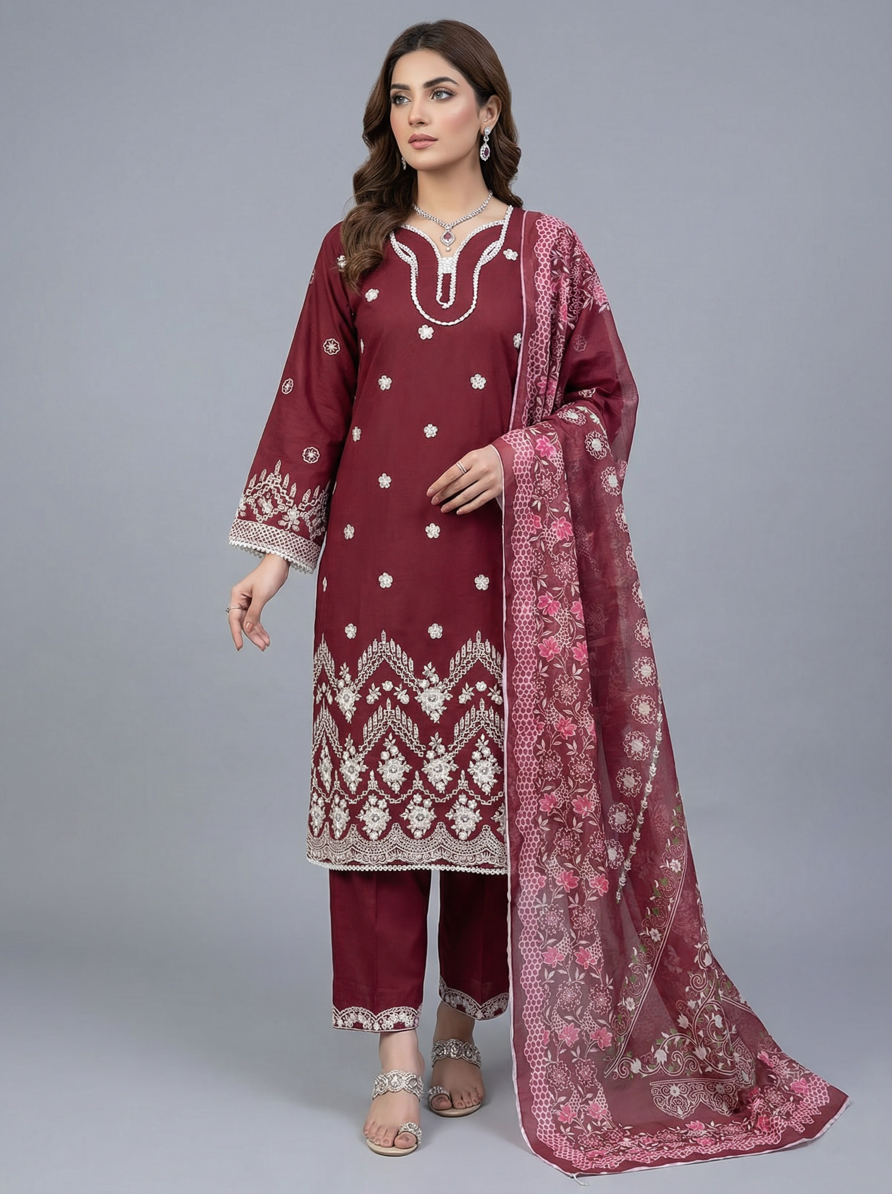 3pc pure lawn shirt,touser,dupatta