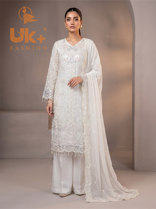 3Pc Embroidered Chiffon Shirt, shalwar, Dupatta
