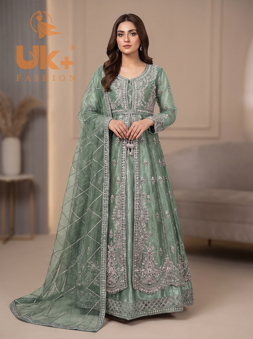 Bridal organza cancan maxi,dupatta