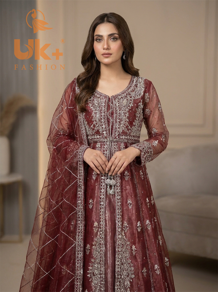 Bridal organza cancan maxi,dupatta