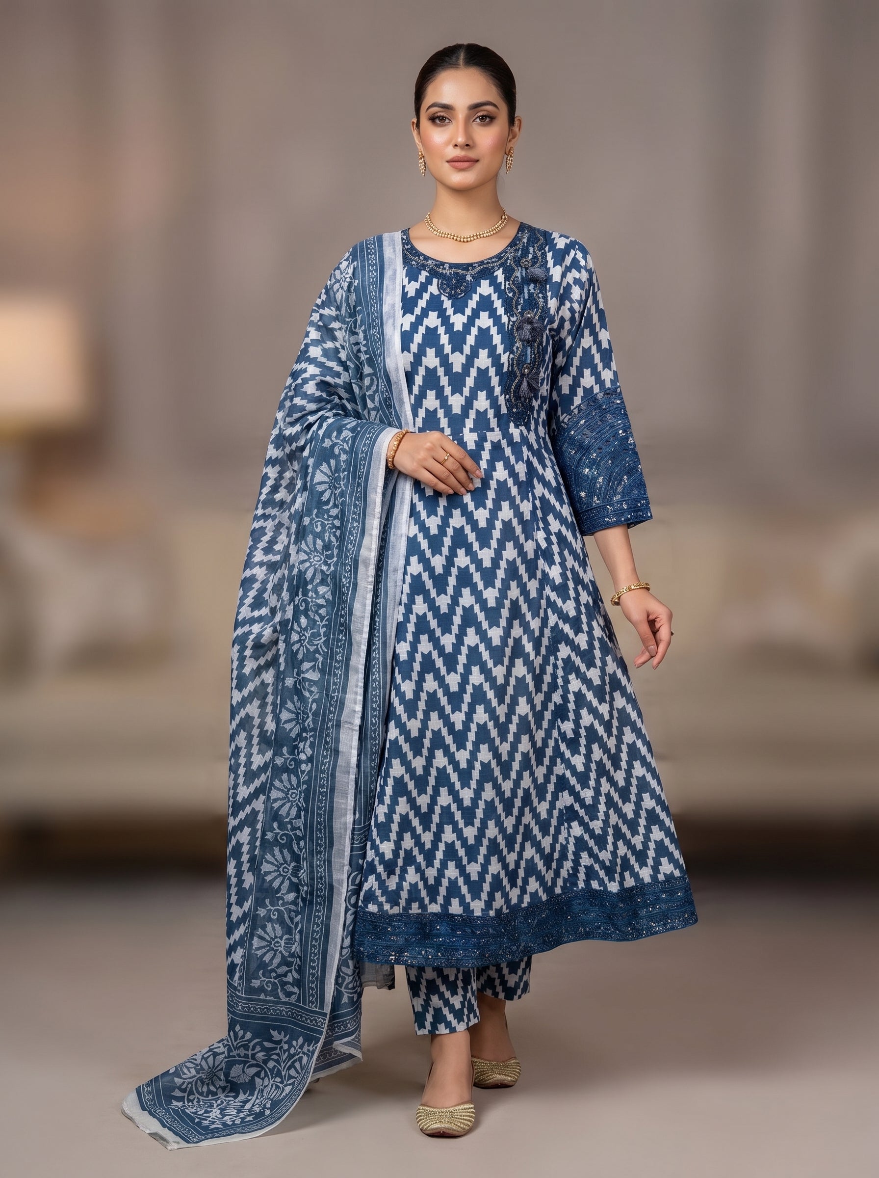 3pc pure lawn frock,touser,dupatta