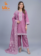 3Pc Embroidered Cotton Shirt, farshi shalwar, Dupatta