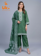 3Pc Embroidered Cotton Shirt, farshi shalwar, Dupatta
