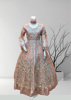 Peach Organza Bridal Cancan Maxi Dress