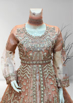 Peach Organza Bridal Cancan Maxi Dress