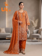 3Pc Embroidered Chiffon Shirt, shalwar, Dupatta