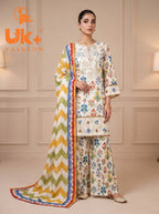 3pc pure lawn shirt, Plazo, dupatta