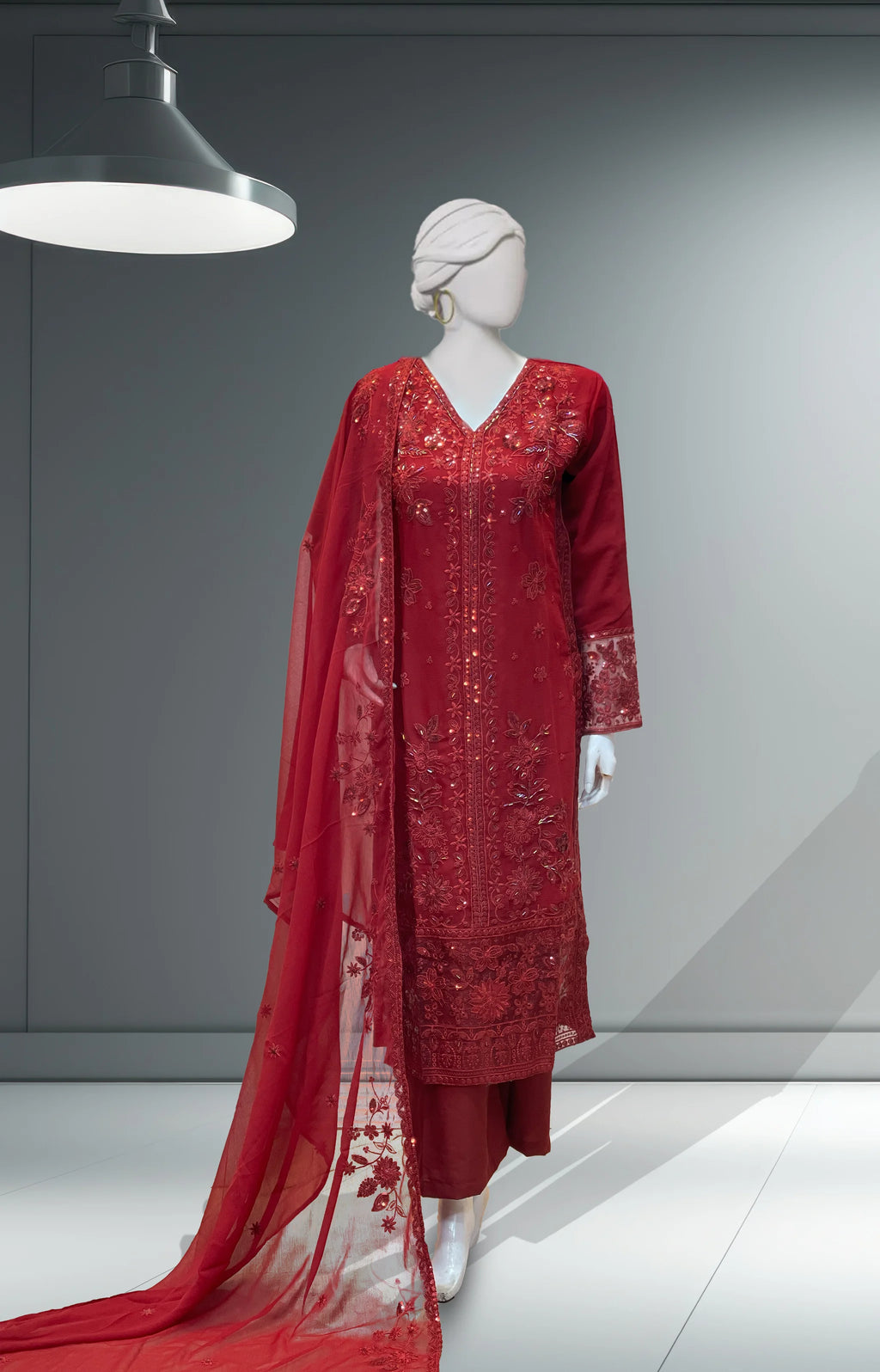 Red Fancy Chiffon Dress