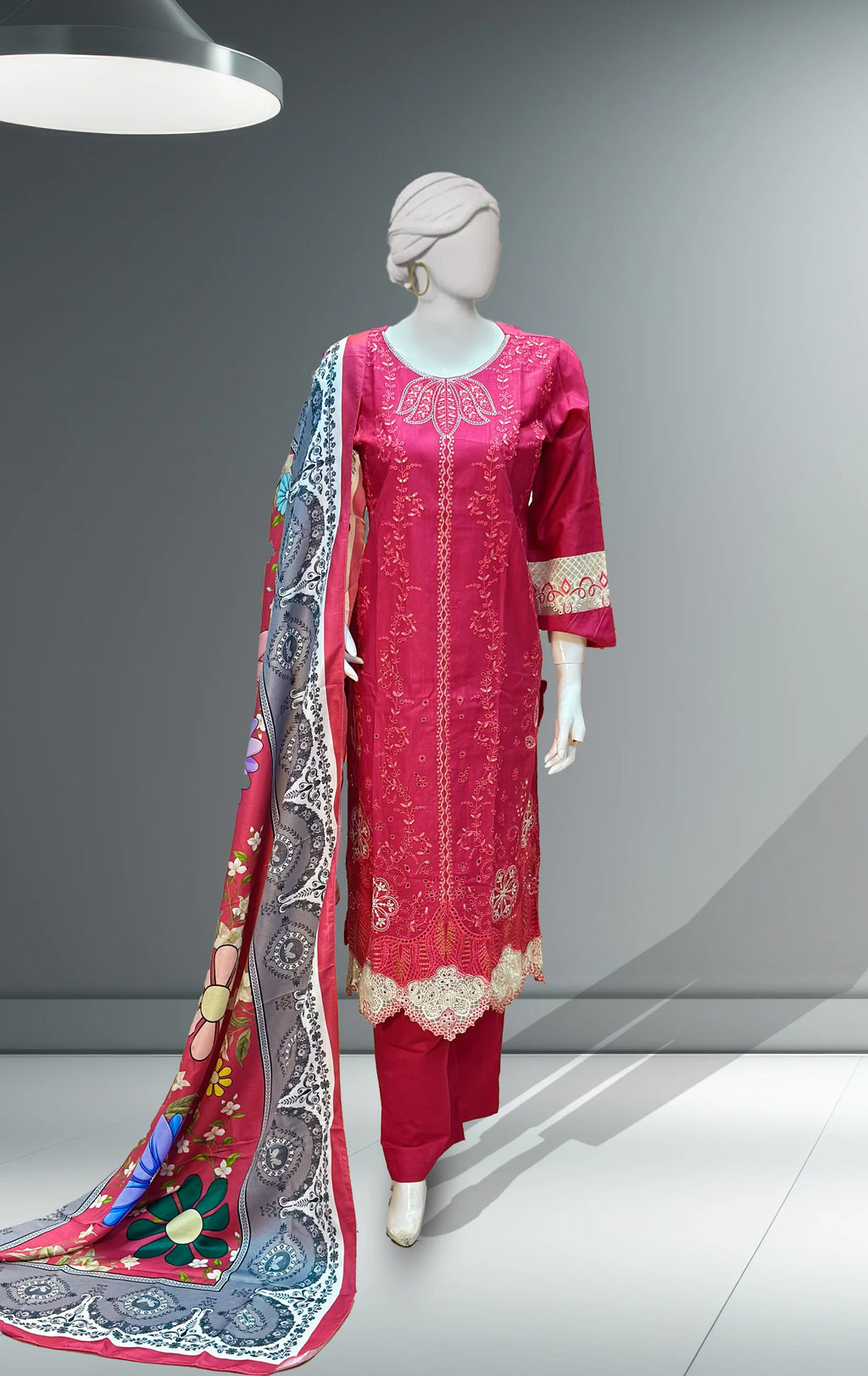 Blue 3pc Khaddar Dress