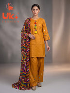 3Pc Embroidered Cotton Shirt, Plazo, Dupatta