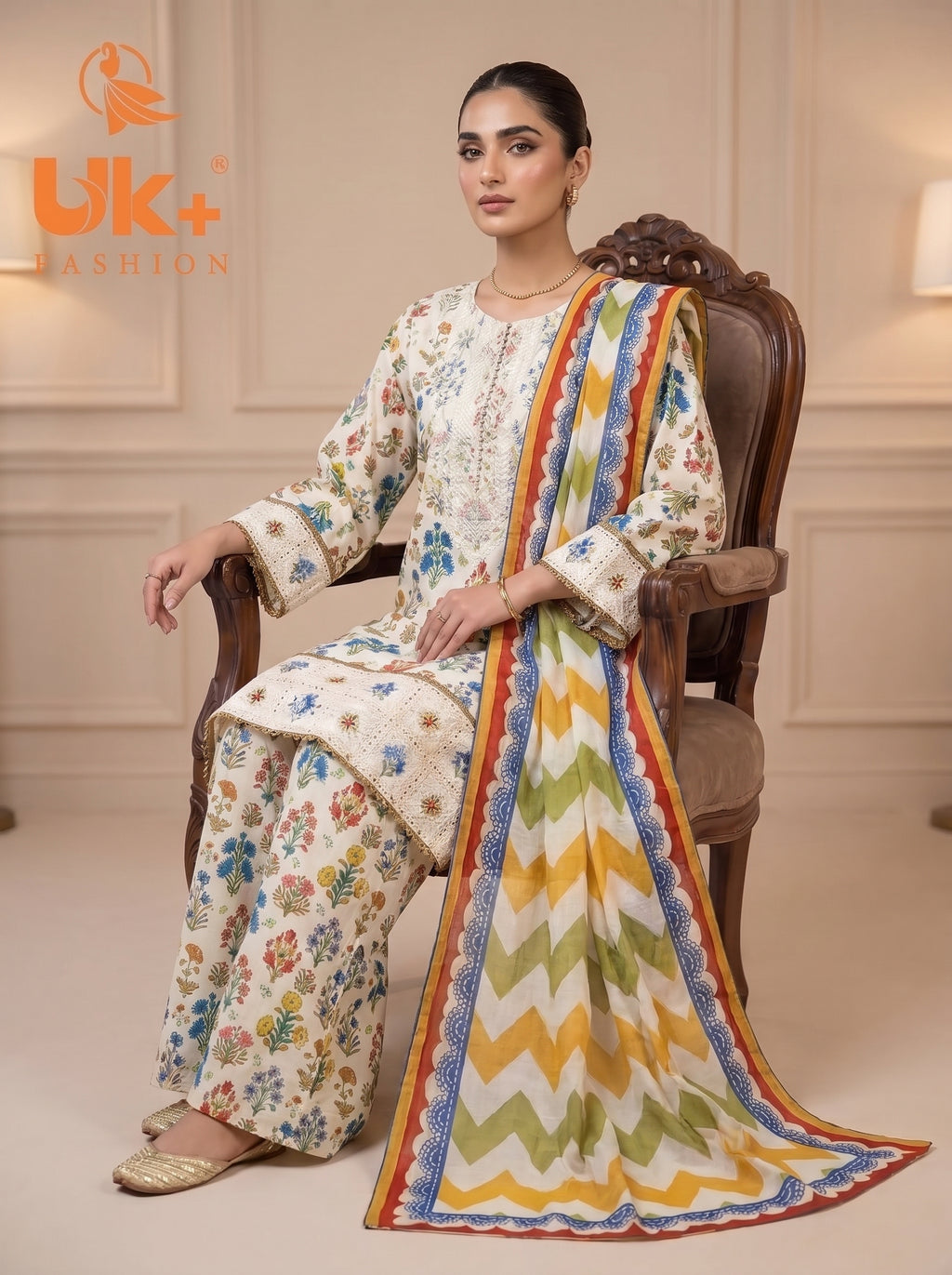 3pc pure lawn shirt, Plazo, dupatta