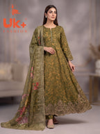 3pc pure lawn frock,touser,dupatta