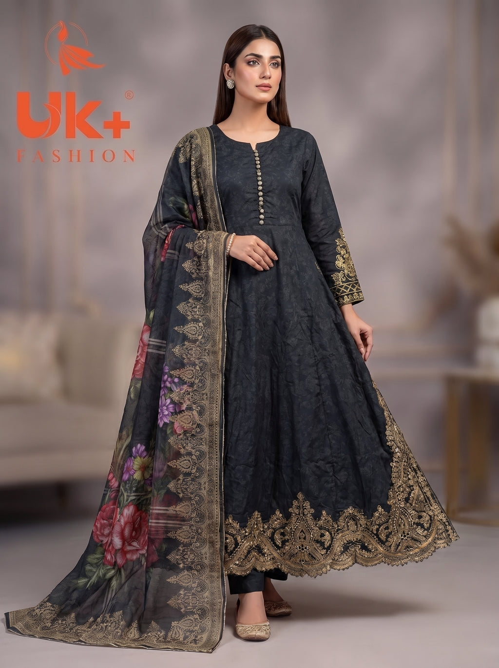 3pc pure lawn frock,touser,dupatta