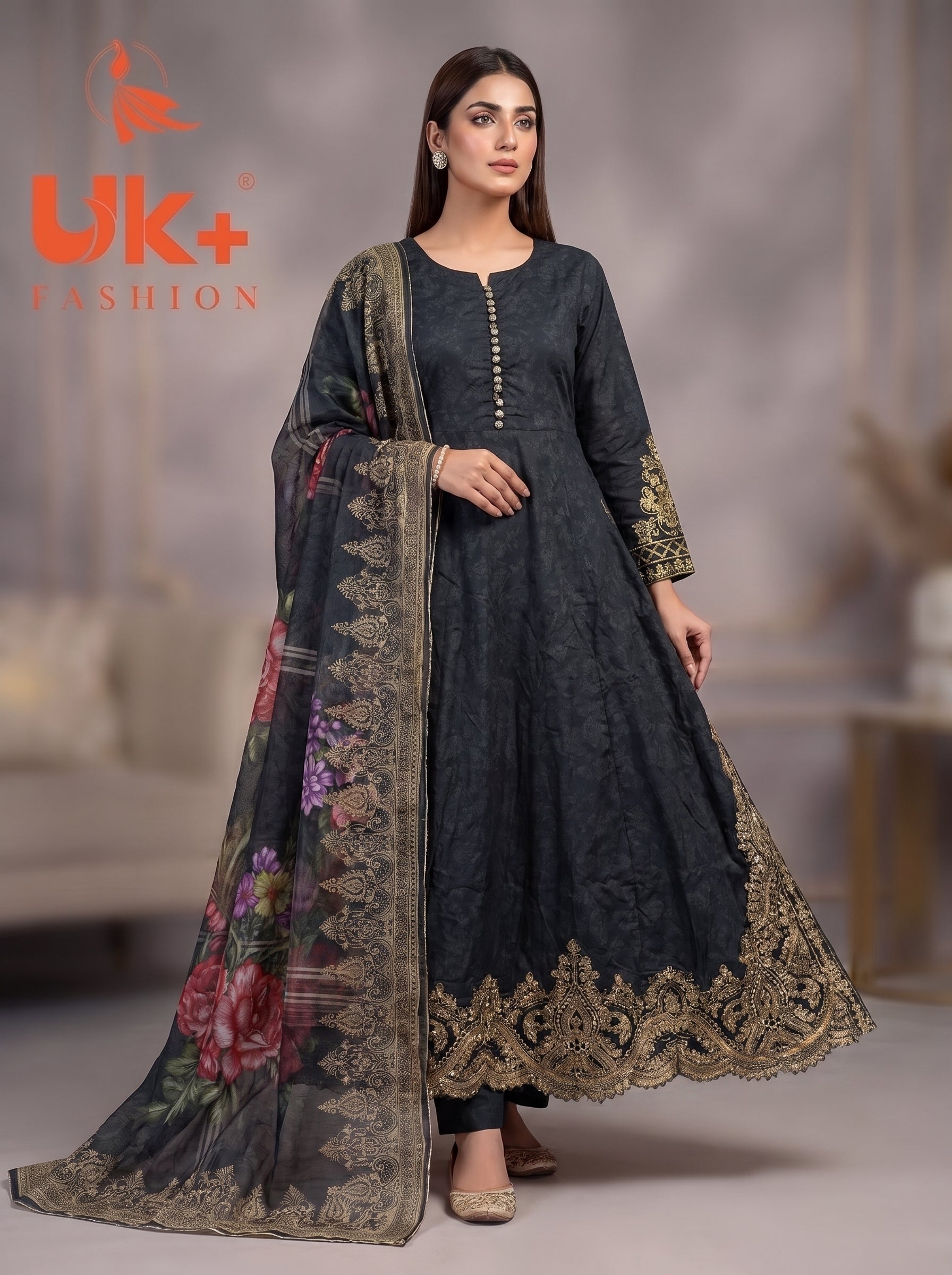 3pc pure lawn frock,touser,dupatta