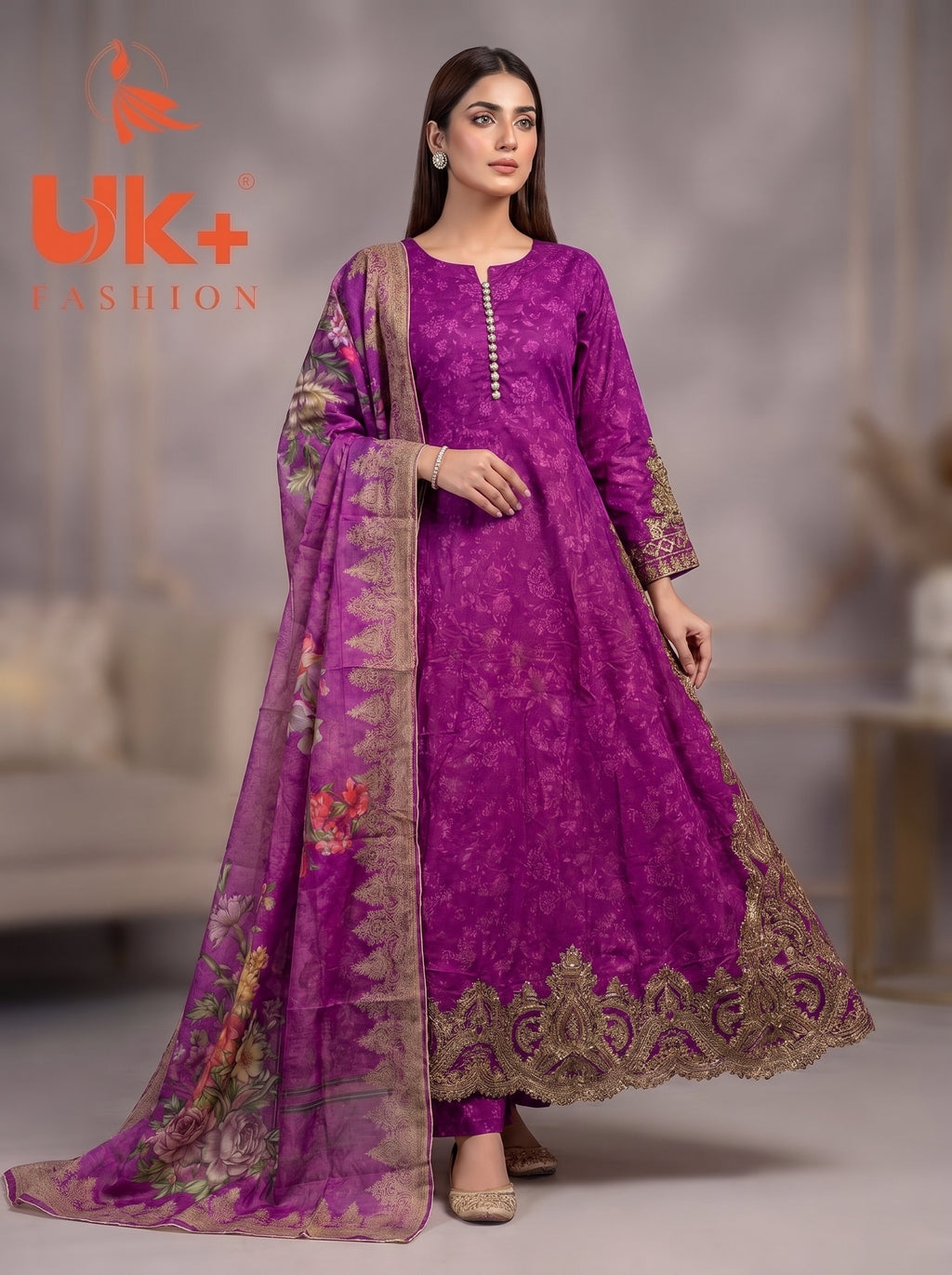 3pc pure lawn frock,touser,dupatta